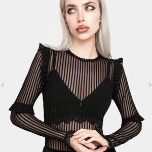 NEW Disturbia Mourning Ruffle Top, Size 2, Black - Goth Vibe